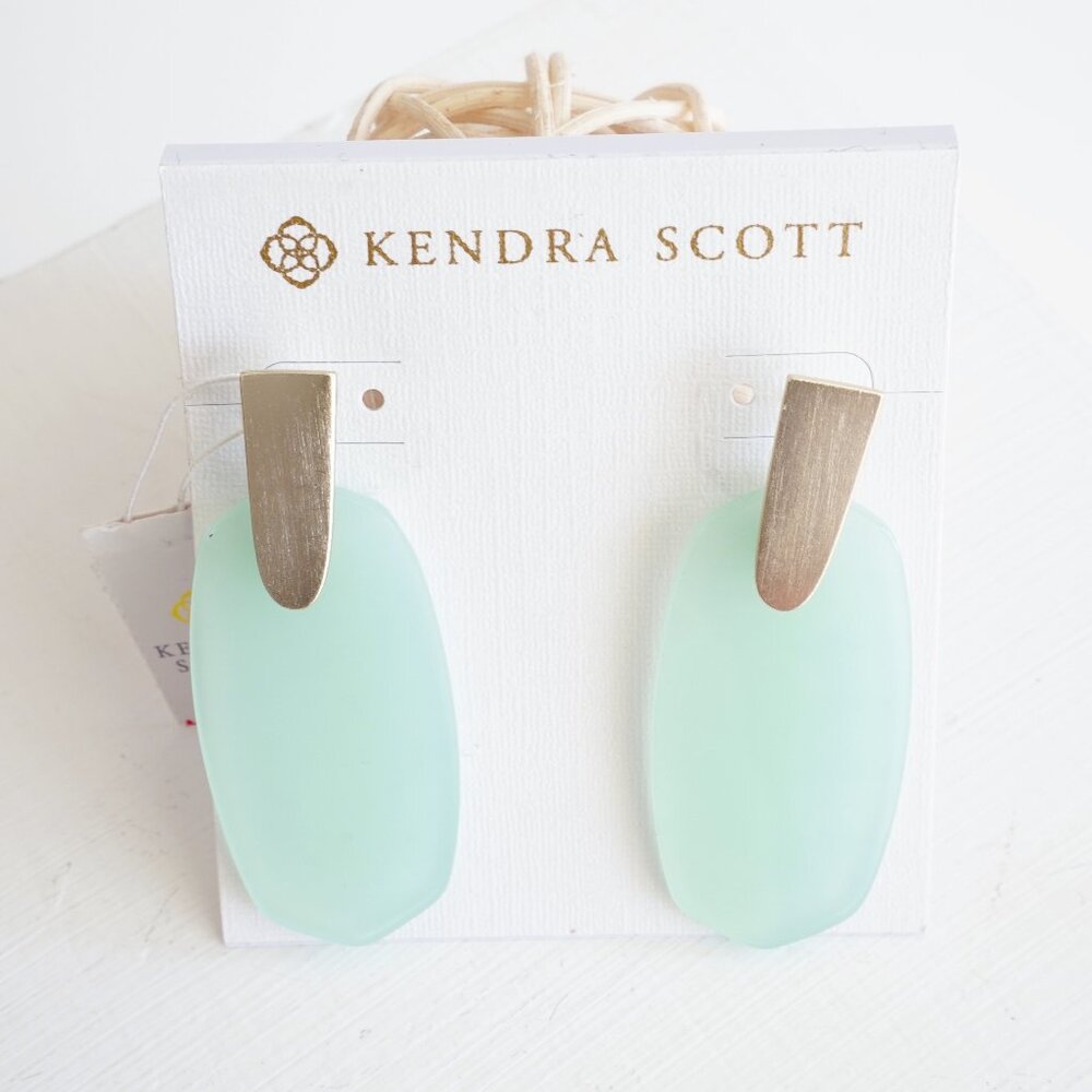 Kendra Scott Aragon Gold Drop Earrings Chalcedony